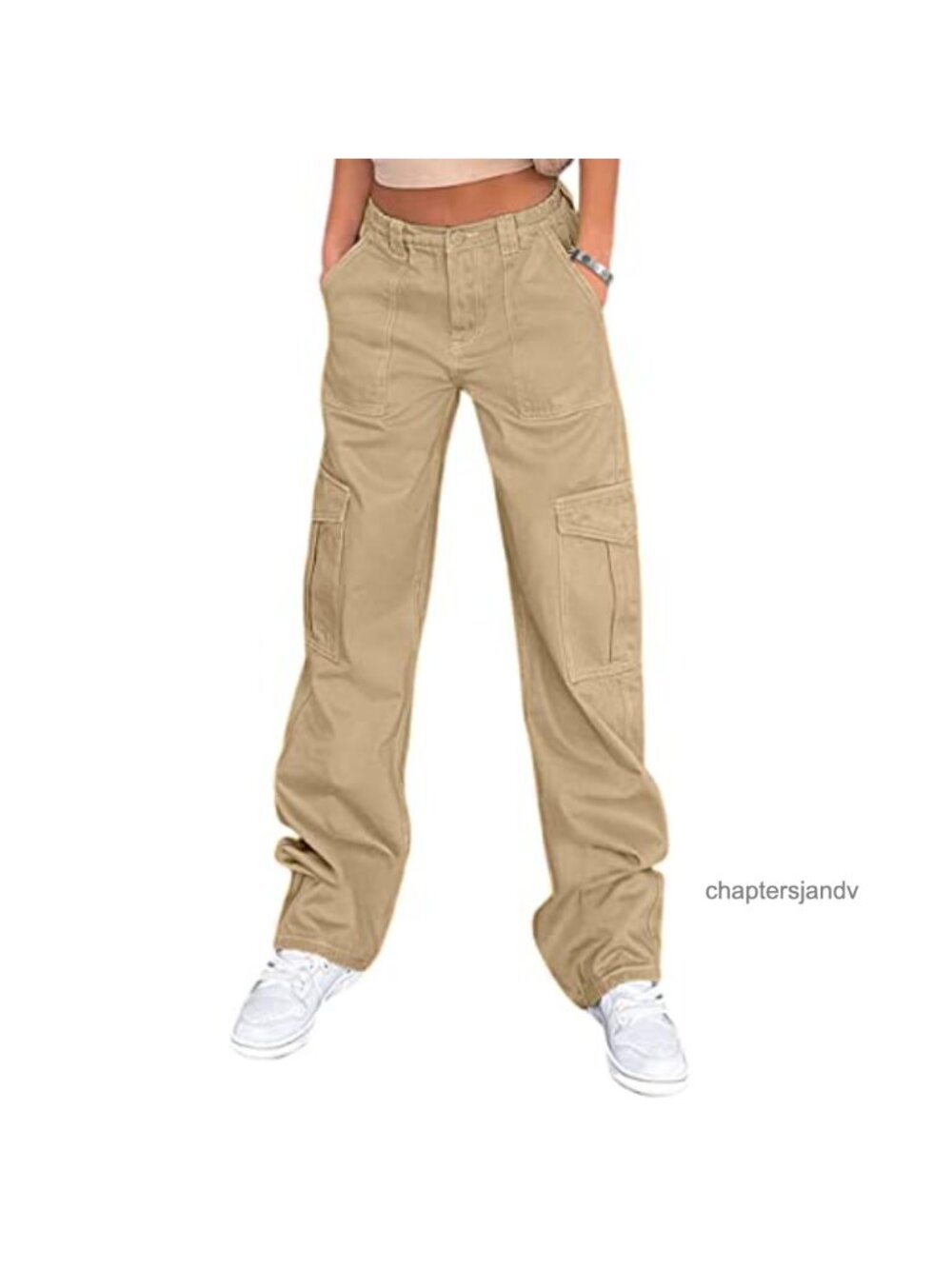 Women's Cargo Pants High Waisted Baggy Wide Leg Stretchy with 6 Pockets